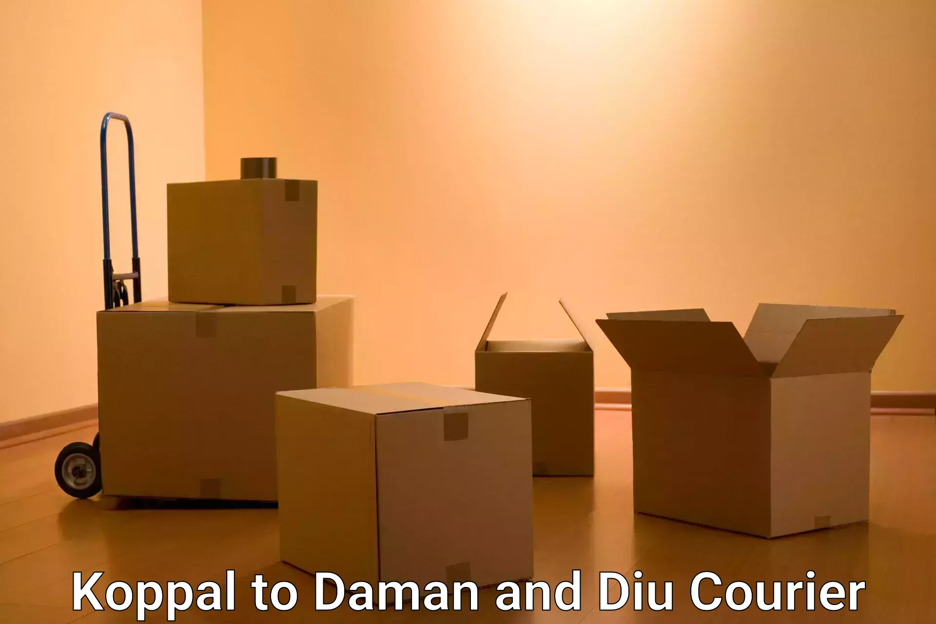 Next-day delivery options in Koppal to Daman and Diu