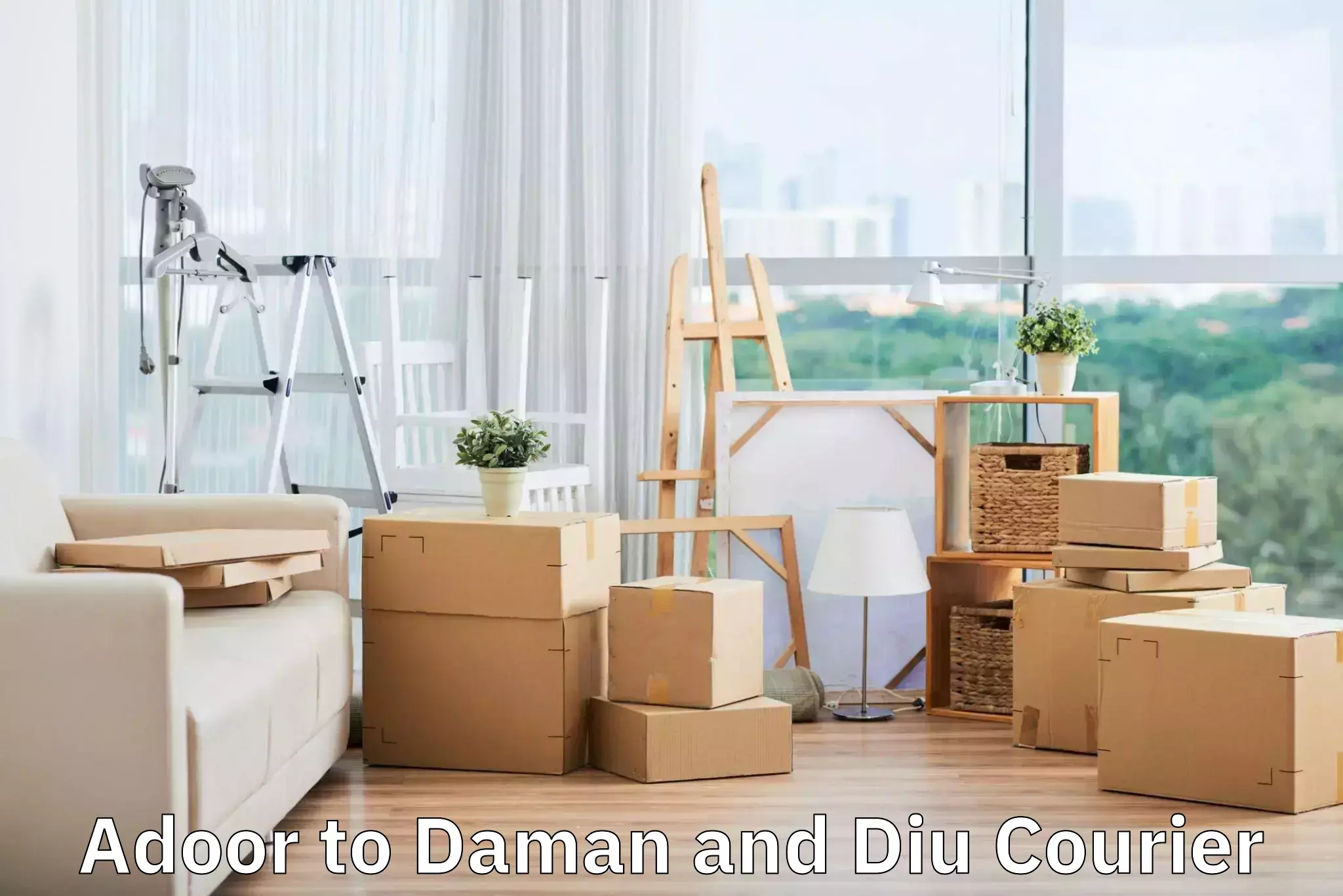 Affordable luggage courier Adoor to Daman and Diu