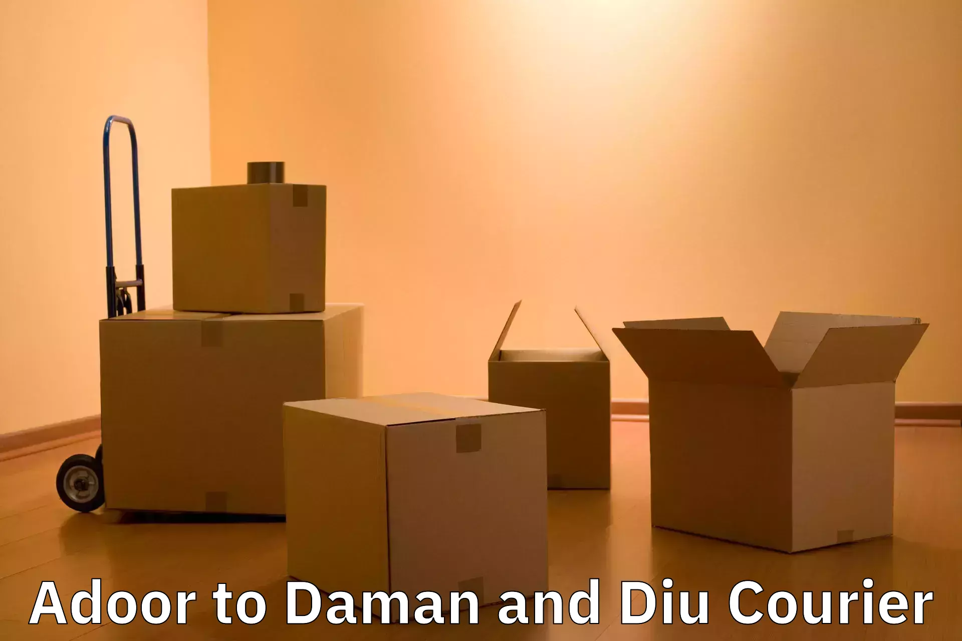 Budget-friendly baggage courier Adoor to Daman